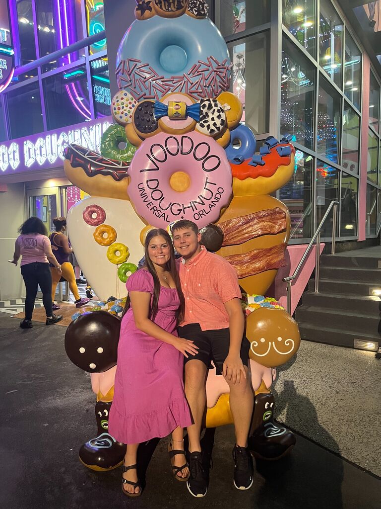 Us at Universal Studios Orlando. This was our first vacation alone and both of our first times flying!
