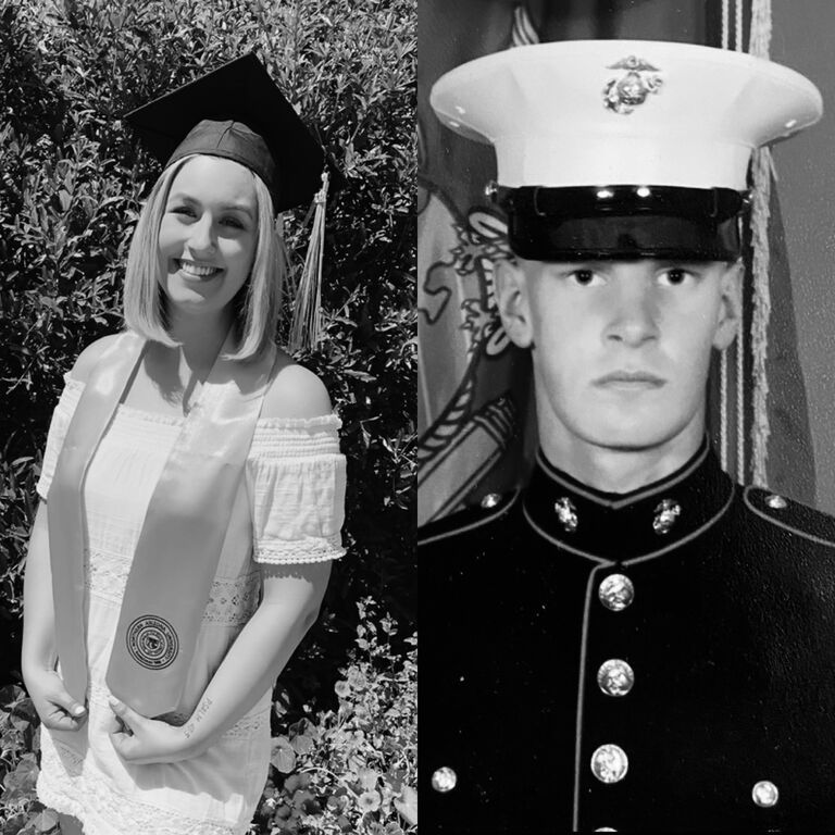 Brandon and Carly both went to NAU for college, meeting in 2019. Carly was 21 and in her junior year, while Brandon was 28 and in his junior year. Brandon served in the United States Marine Corps for 5 years after high school before deciding to pursue his college degree - Semper Fi!