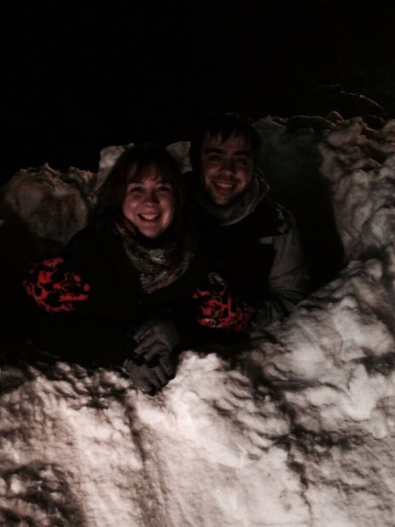 With a long distance relationship of a 3 hour drive (one way), they made the best of what time they could spend together. Buckets of snow? Better make a snow fort then!  