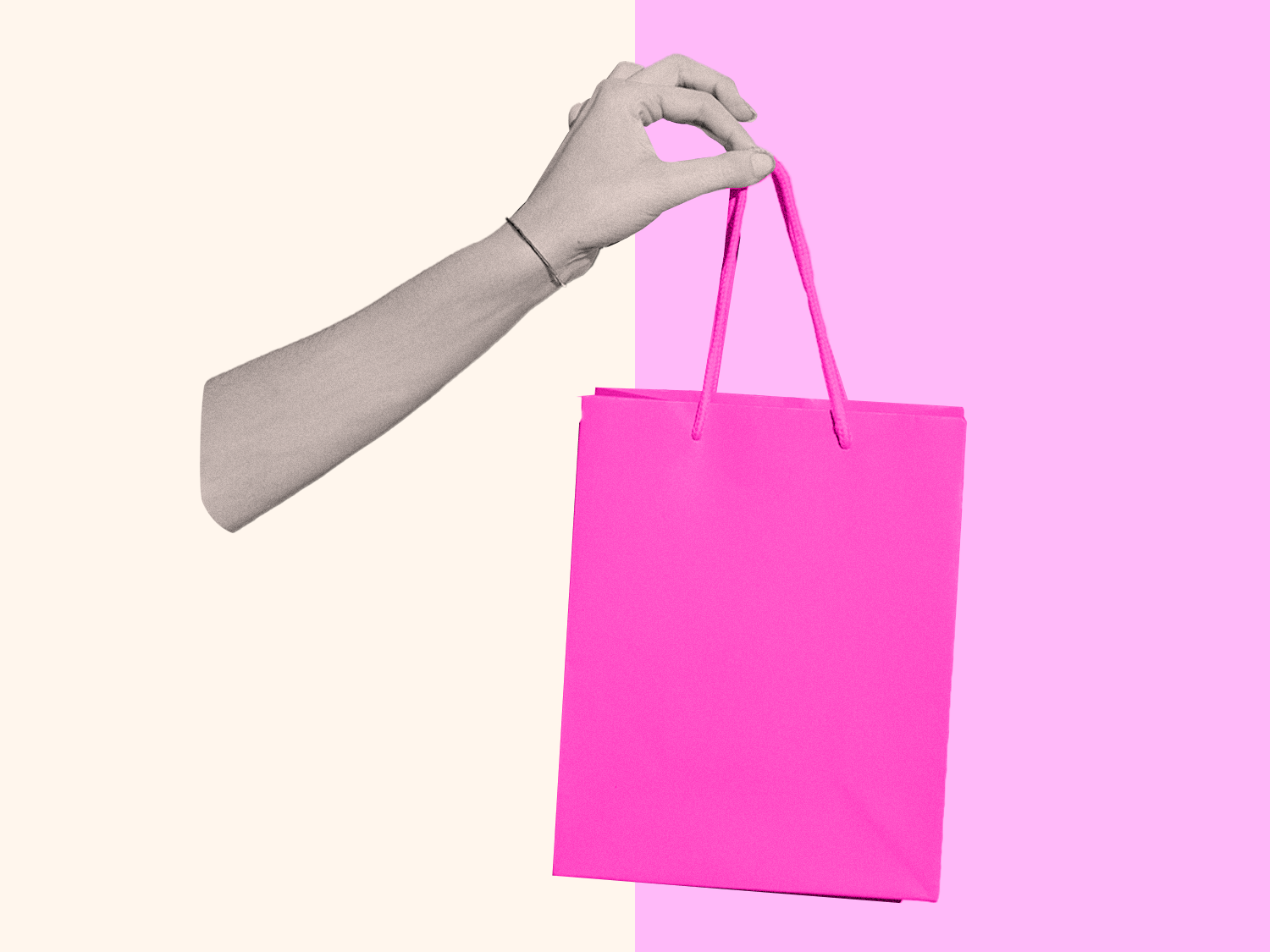 Hand holding shopping bag