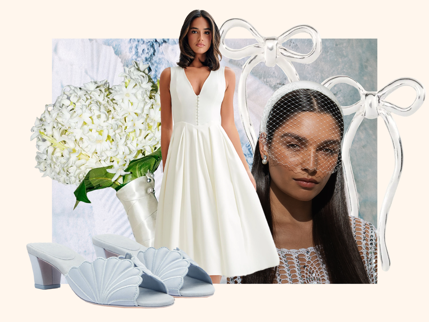 Collage of courthouse wedding attire for brides