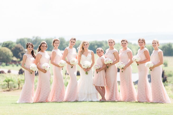 mori lee blush bridesmaid dress