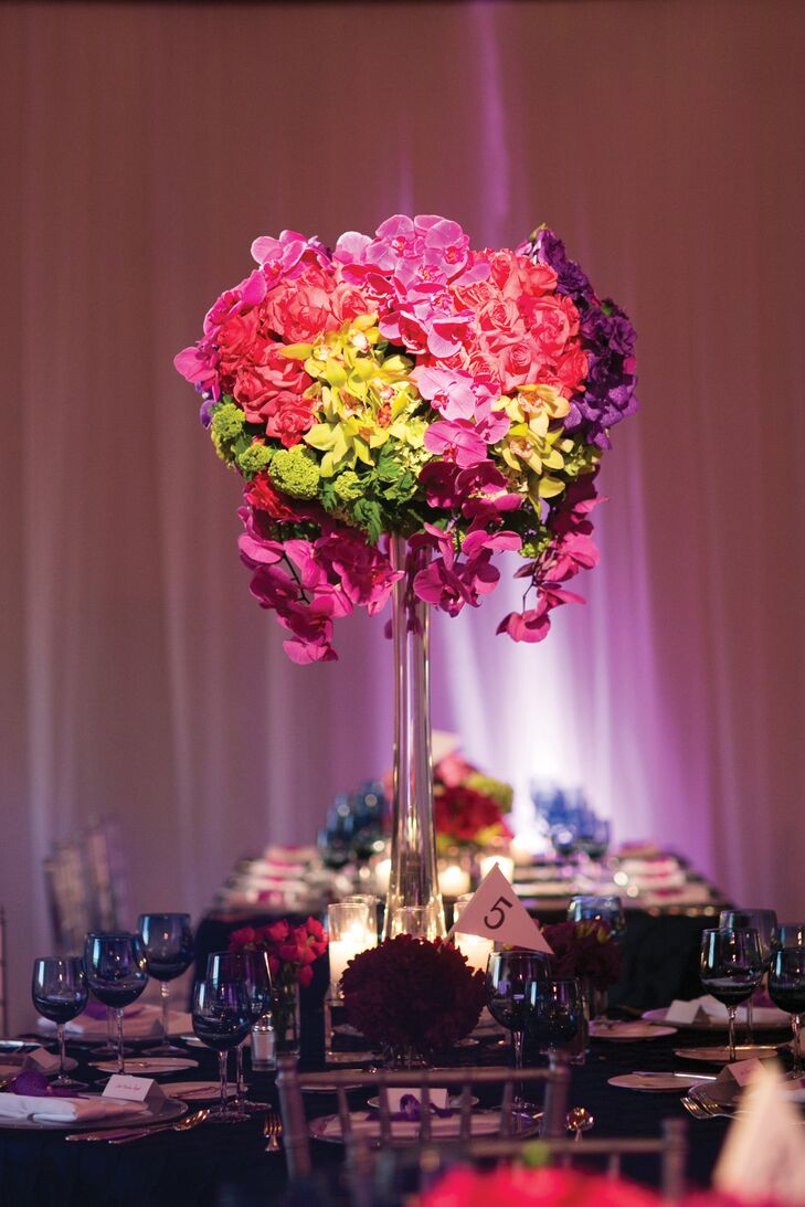 Vibrant Floral Pedestal Centerpieces