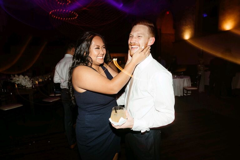 Samantha and Aaron having a great time at Zach and Brittany's wedding!