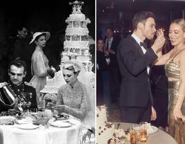 Grace Kelly with her wedding cake, Hilary Duff with her wedding cake