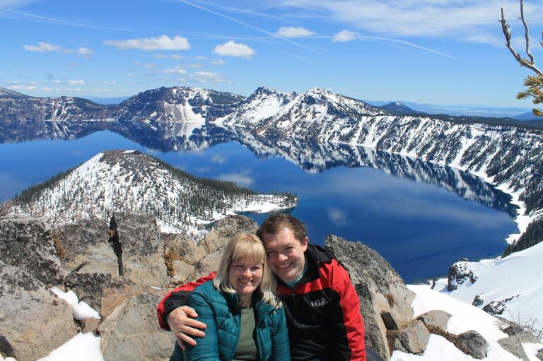 Crater Lake National Park! We went snowshoeing for the first time to get to this spot and sit was so much fun.