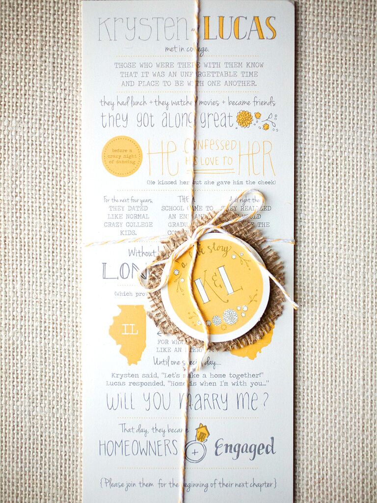 Love story timeline wedding invitation idea