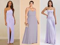 Three lilac bridesmaid dresses