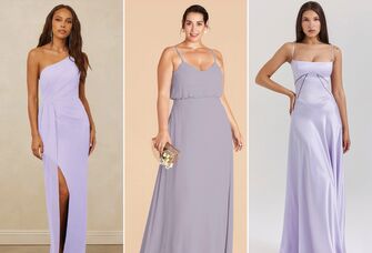 Three lilac bridesmaid dresses