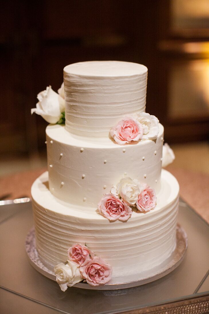 Swiss Dot White Buttercream Wedding Cake