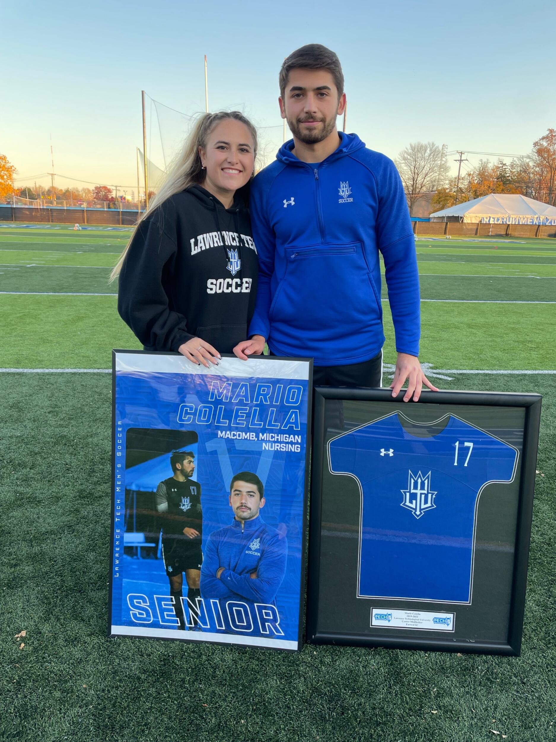 Mario played 5 years of College Soccer. Arieanna got to celebrate his last home game with him. 