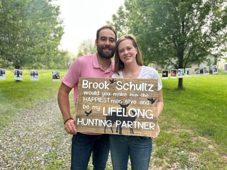 Thanks to lots of friends and family Brady completely surprised me and proposed. My best friend Katie played a huge role in making sure I wasn’t suspicious the whole day. Brady asked me to be his lifelong hunting partner, and of course I said YES! It was perfect in every way. 
