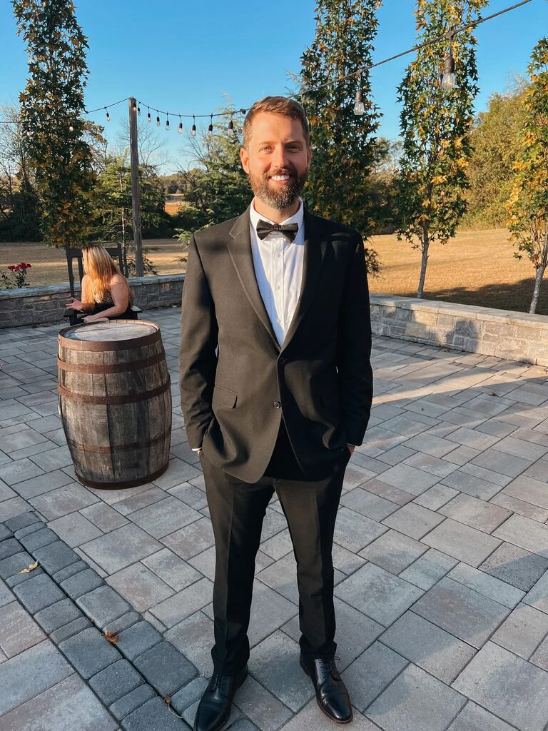 Saturday Wedding Day- Formal ALL BLACK attire.

Men- Black Colored Suits