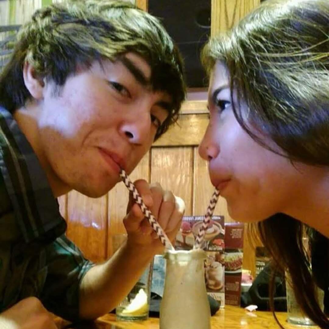 Our two year anniversary, sharing a milkshake!
