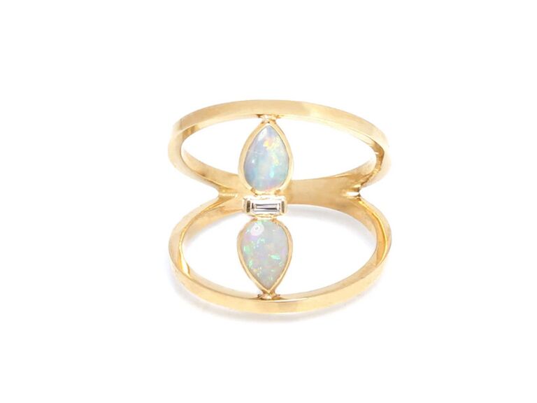 Open bar opal engagement ring