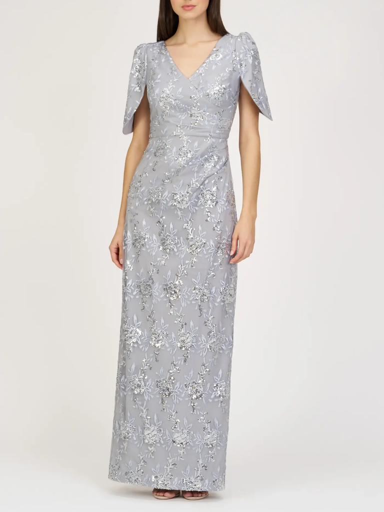 Silver JS Collections embroidered column grandmother of the bride dress from Nordstrom