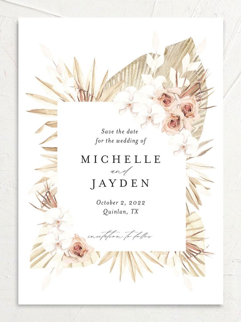 desert boho destination wedding save the date