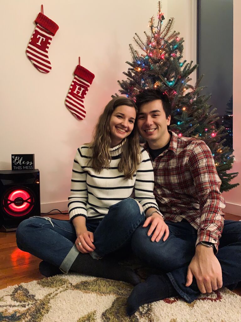 Celebrating Christmas in our first apartment together!