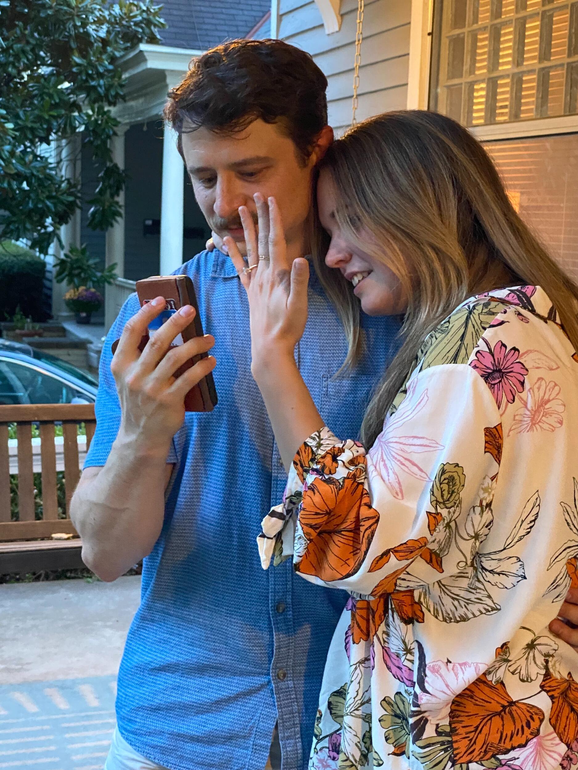 Facetiming with siblings that live too far away! Micah did such a good job with Kayla's ring which was custom made by Micah's PT patient. It is a beaut! 