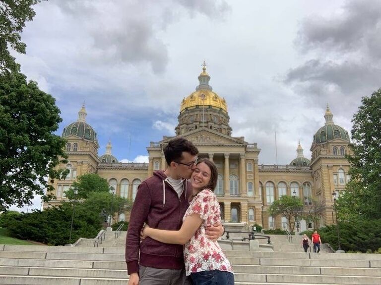 Geocaching adventure date in downtown Des Moines.