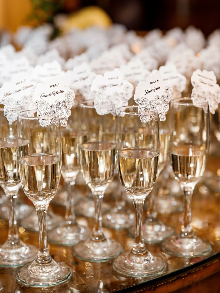 new years eve wedding ideas champagne escort cards
