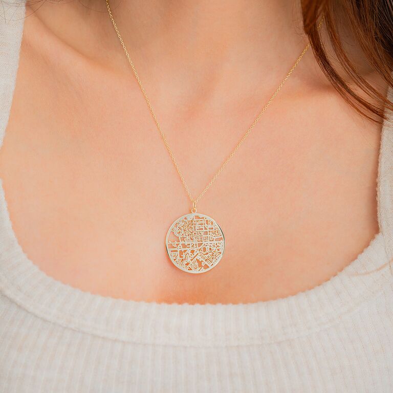 Custom map pendant necklace