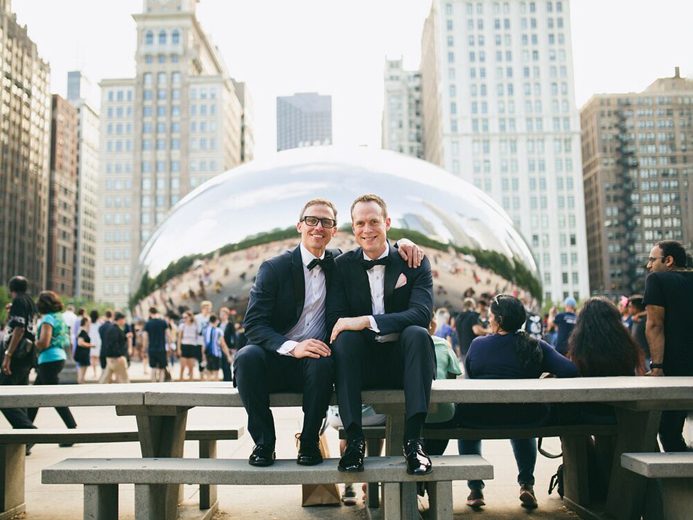 chicago bean wedding portrait