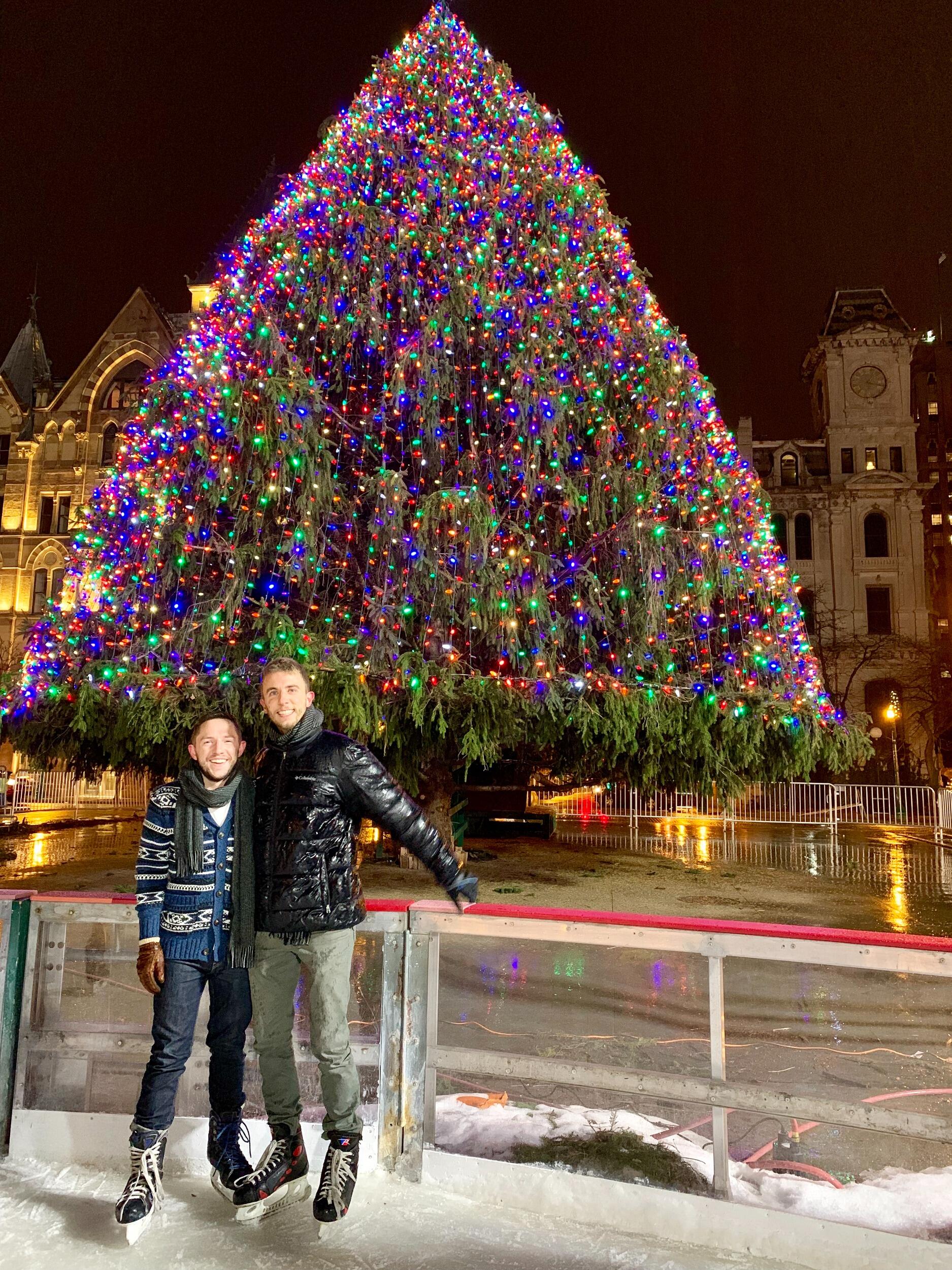Making the most of the holiday season! Ice skating at Clinton Square in downtown Syracuse.