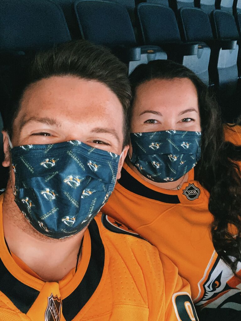 Jared and KJ at their first Preds game of many!