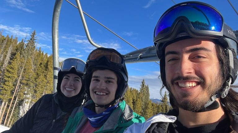Pat, Meghan, and Isaac (best man) having a ski day in Breckenridge, CO.