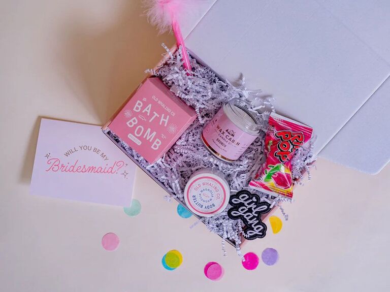 birthday gift, girlfriend birthday gift box with calming candle bath bomb  and drinkware option