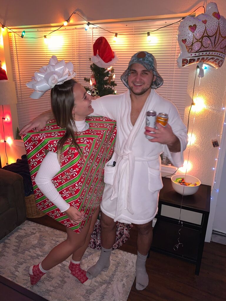 Erik went as Uncle Eddie from Christmas Vacation, and I dressed as a giant present. 