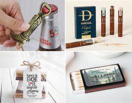 Collage of rustic wedding favors