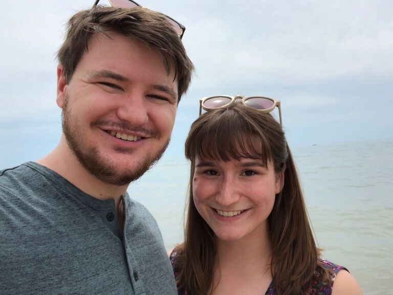 Celebrating 1 year together during Speranza vacation in South Haven!