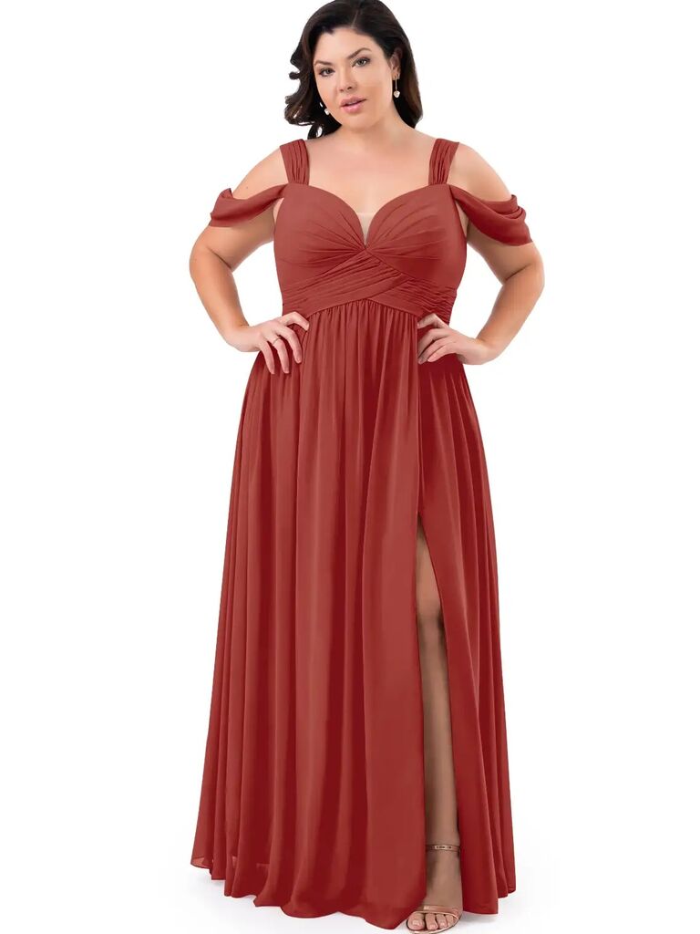 Plus Size Cerise One Shoulder Dress- Red – Curvy Sense