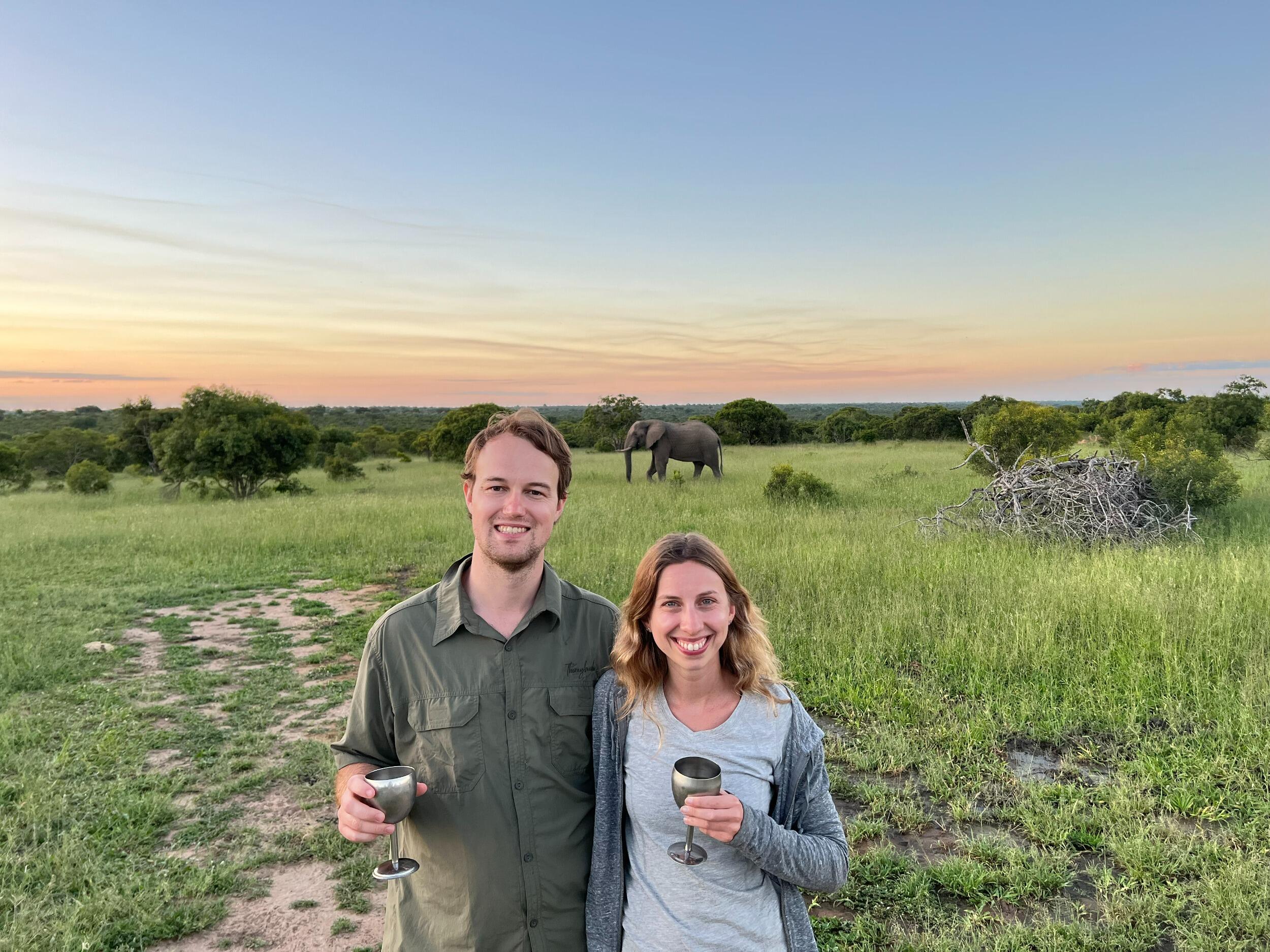 Sunset sips with the elephants at Thornybush Game Reserve, South Africa