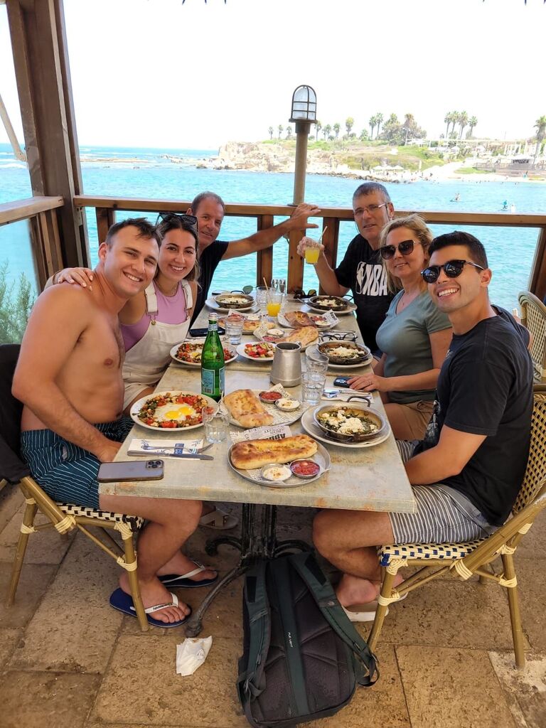 Enjoying brunch by the water in Old Caesarea, Israel with Danielle's family. This time it was John's turn to be treated to some good old fashioned Israeli hospitality. He couldn't wait to be back!