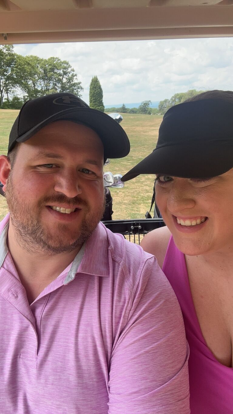 Hitting the golf course.