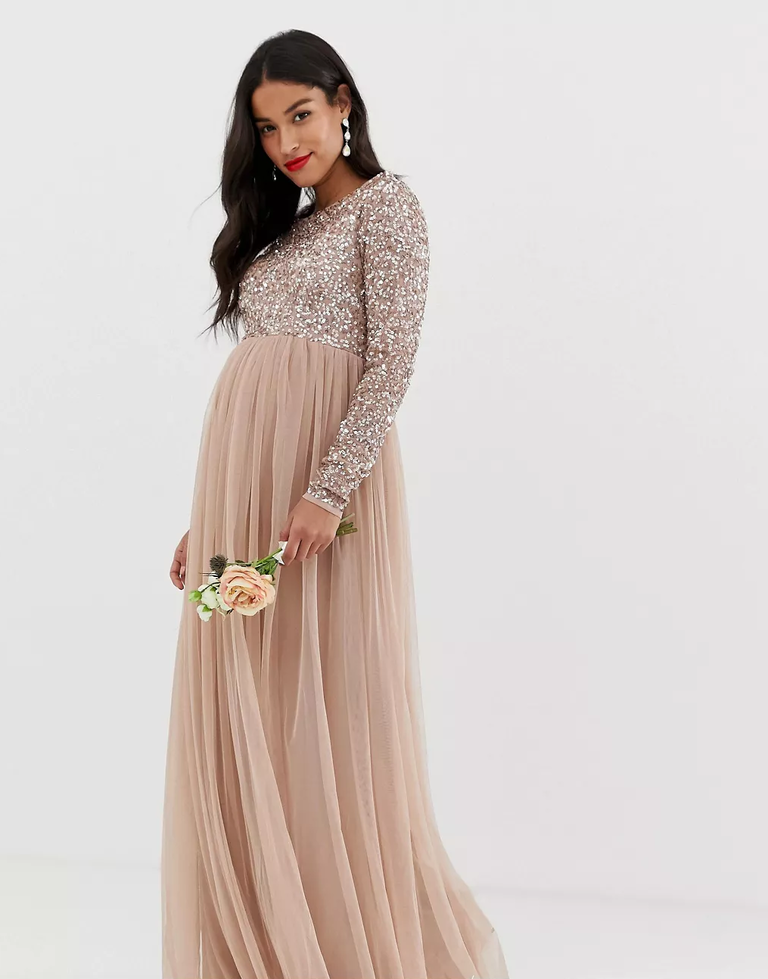 Gold maternity 2024 bridesmaid dresses