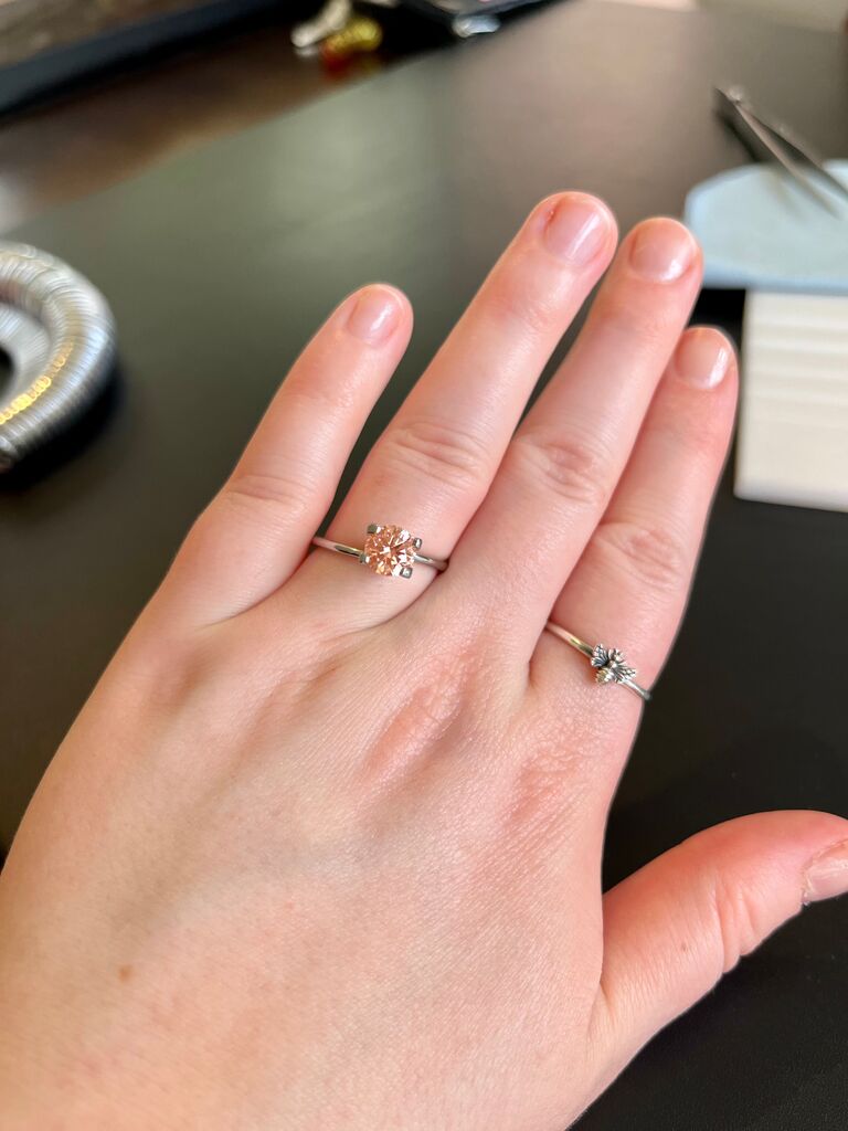 Picking out a fancy pink diamond at the jewelers. It was no surprise Griffen was going to propose soon.