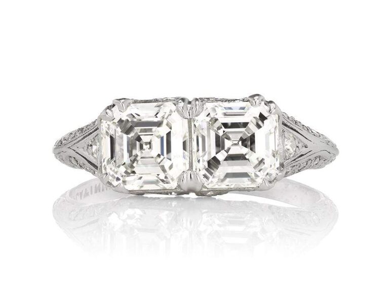 Art deco asscher hot sale cut engagement rings