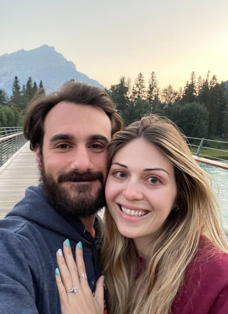 Where on a cold, early morning as they watched the sunrise over the mountains, David popped the question!