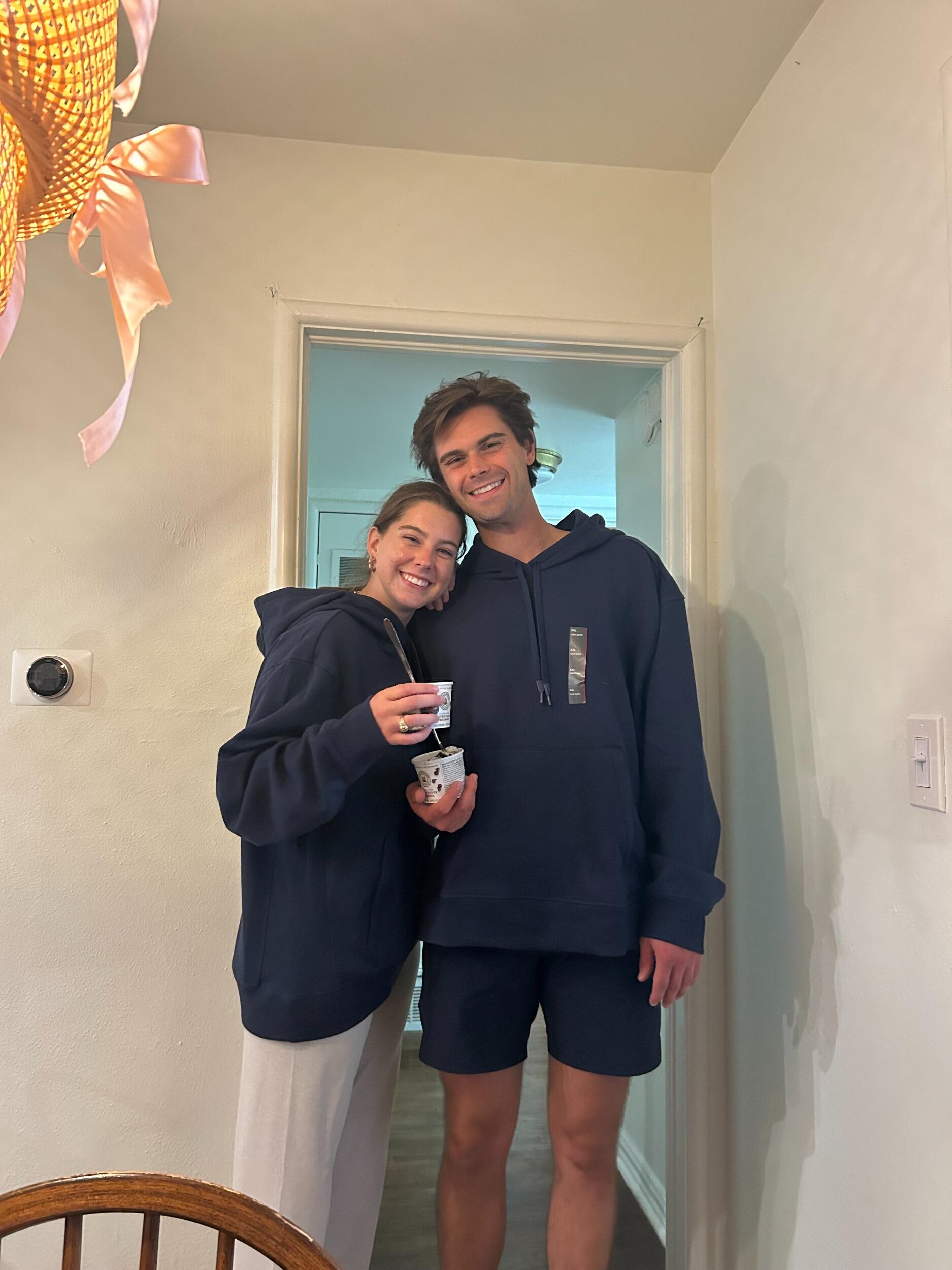 Cozy date nights! Matching sweatshirts, ice cream, candles, and movies. 