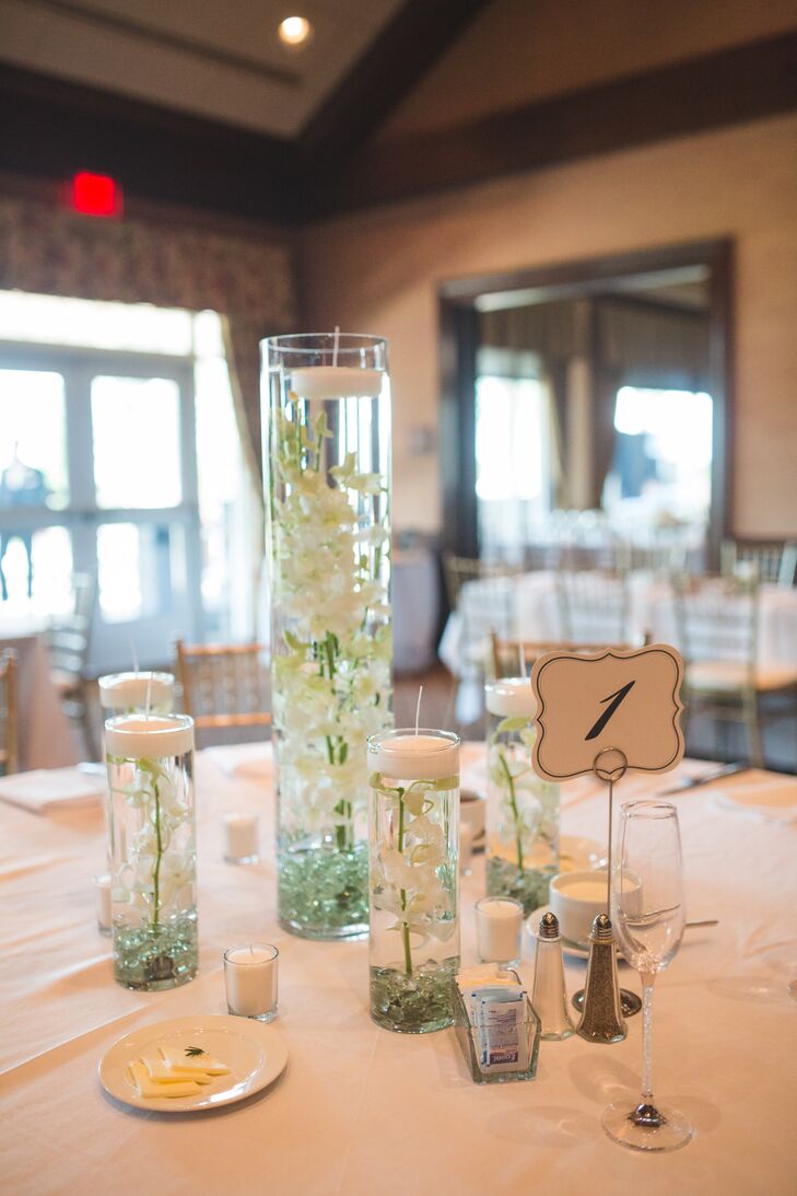 Glass Cylinder Vases With White Flowers