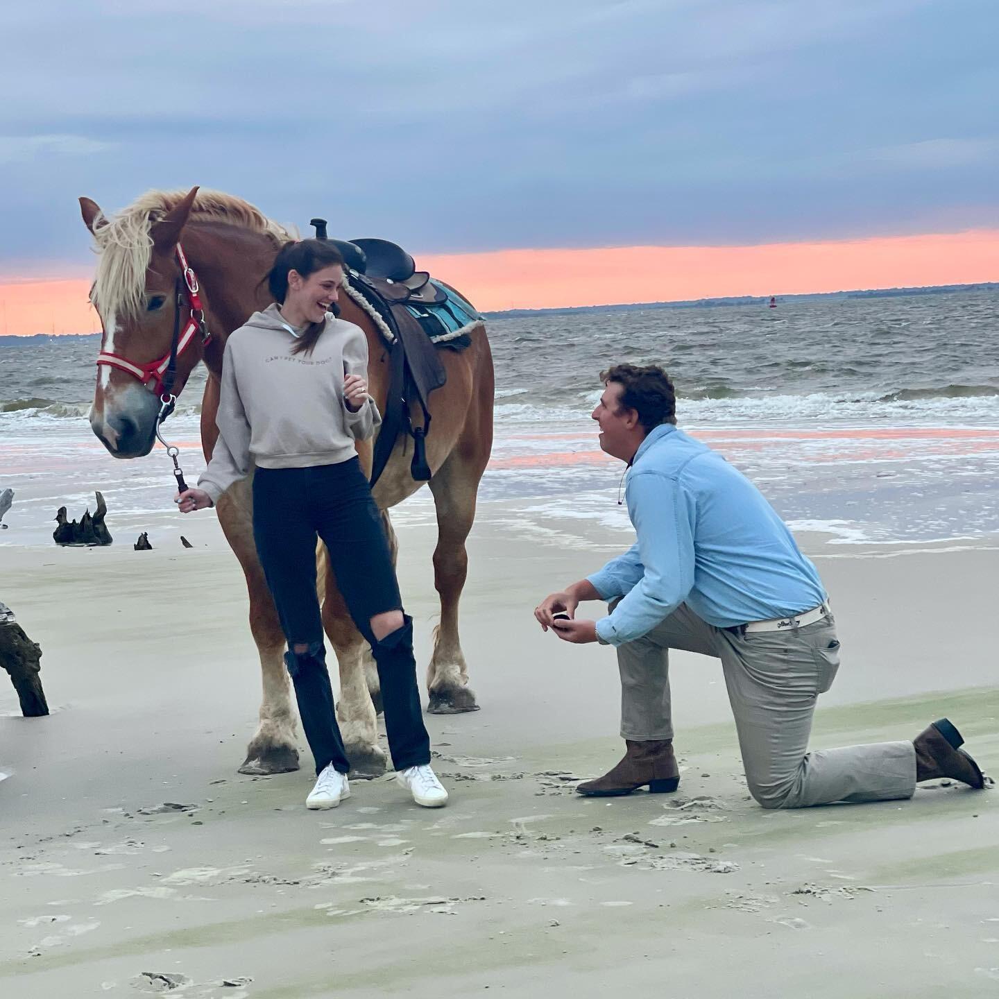 Shortly after celebrating nine years of dating, Andrew proposed to Cassidy in Jekyll Island, Georgia. He booked a private horseback ride on the beach at sunset to pop the question. Cassidy was so surprised and excited! 
