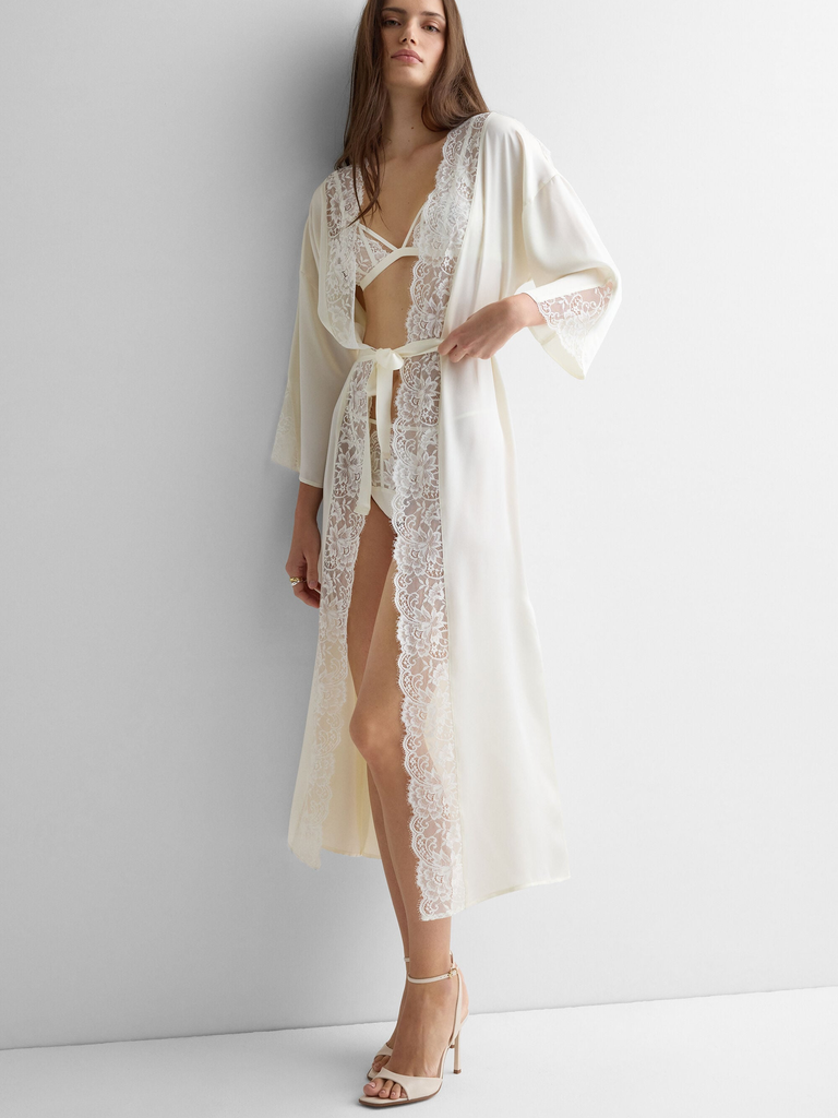 Intimissimi silk lace bridal robe