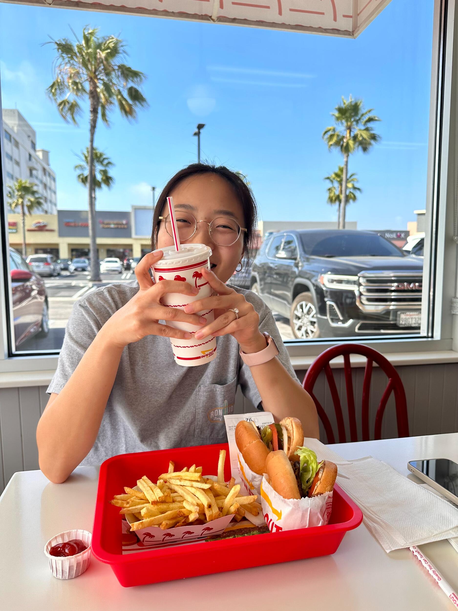 Christine moved to CA and her first meal off the plane was In-n-Out.