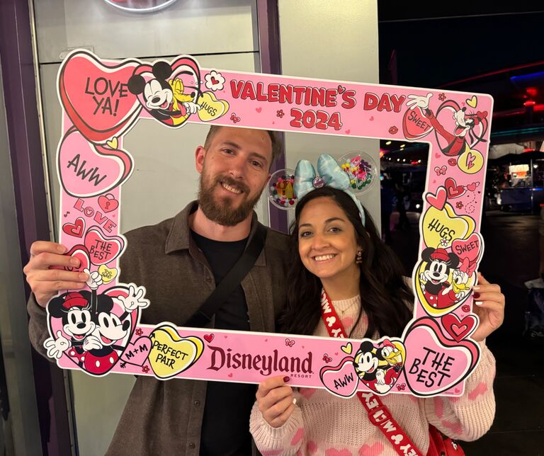 The couple's first Valentines Day at Kathy's happy place (Disneyland).