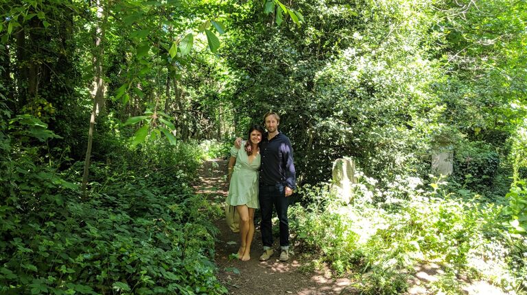 Our first photo together! In London, Stoke Newington, when Jamie first met Amber's Godmother Lindsay. 