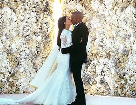 Kim Kardashian and Kanye West at their wedding